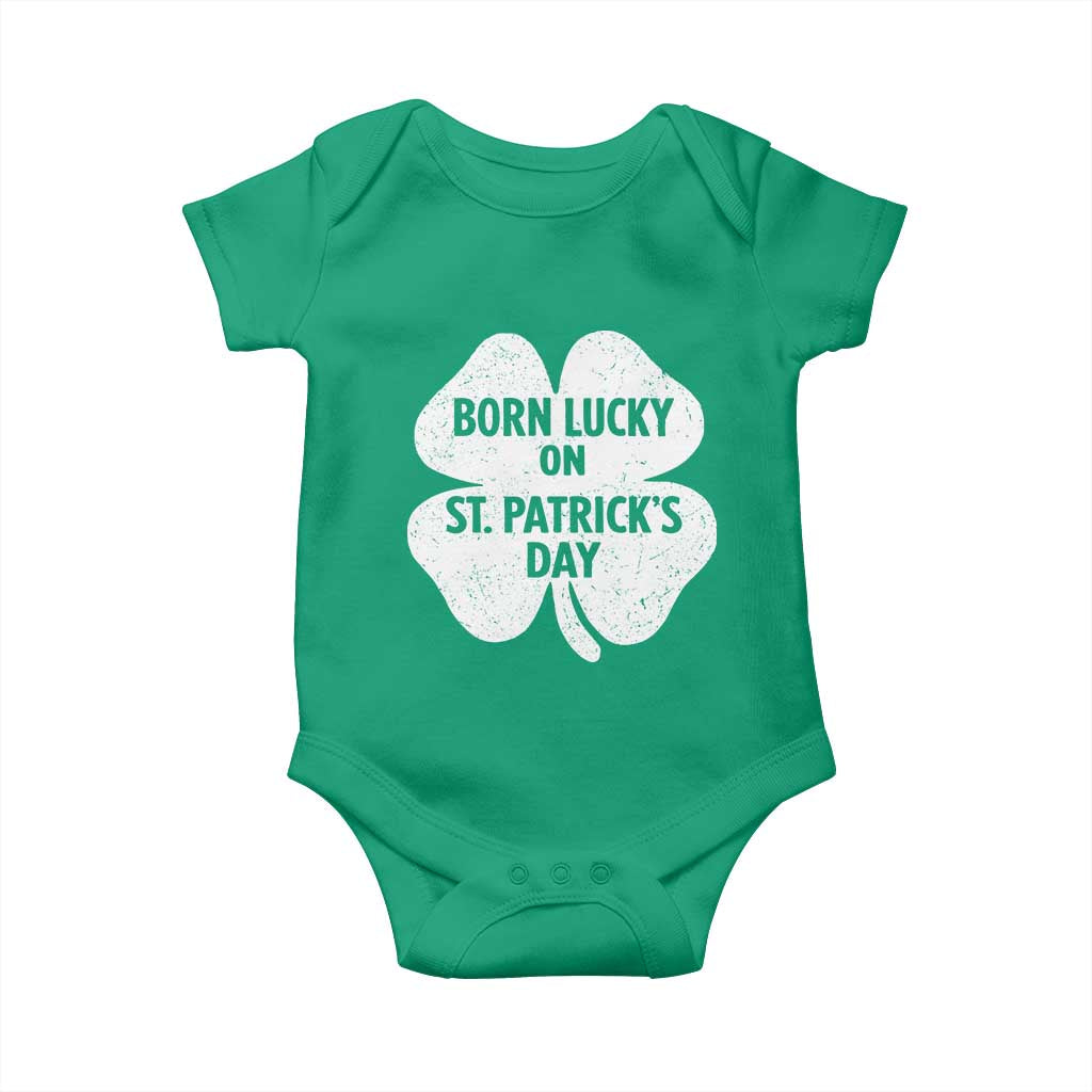 Born Lucky On St Patricks Day Baby Onesie Irish Birthday Bday Shamrock Clovers