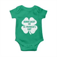 Born Lucky On St Patricks Day Baby Onesie Irish Birthday Bday Shamrock Clovers