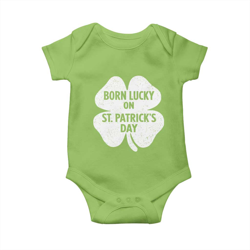 Born Lucky On St Patricks Day Baby Onesie Irish Birthday Bday Shamrock Clovers