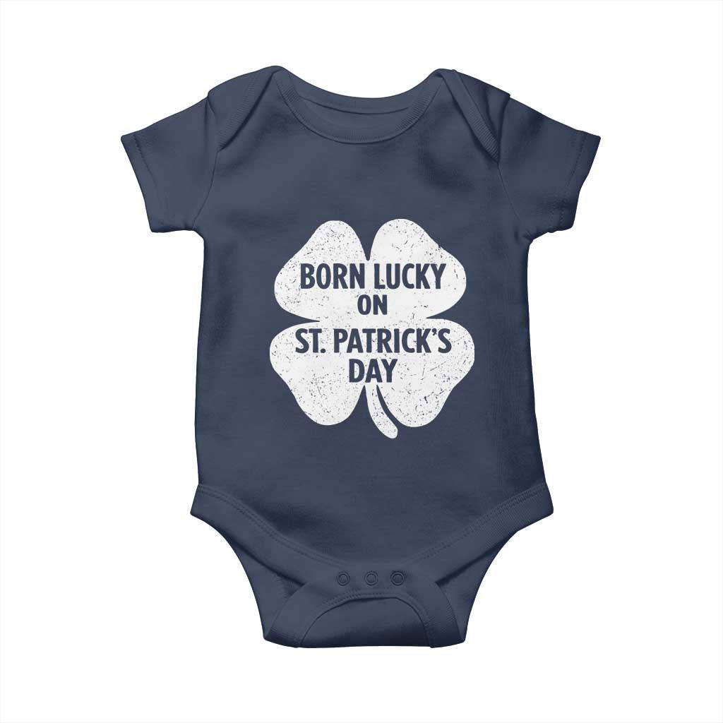 Born Lucky On St Patricks Day Baby Onesie Irish Birthday Bday Shamrock Clovers
