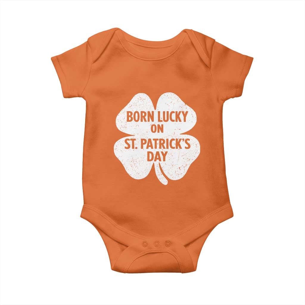 Born Lucky On St Patricks Day Baby Onesie Irish Birthday Bday Shamrock Clovers
