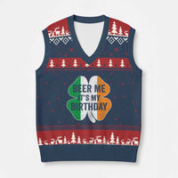 Funny Birthday St Patricks Day V-Neck Knit Sweater Vest Beer Me Its My Birthday Ireland Irish Shamrock