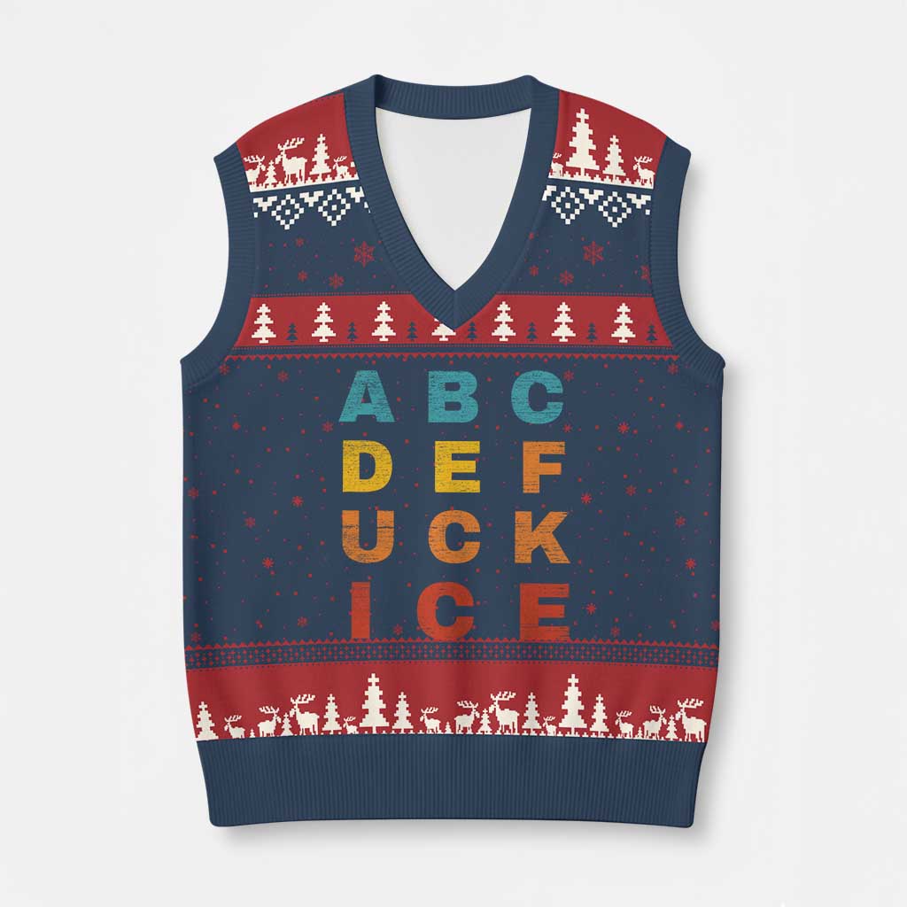 Fck Ice V-Neck Knit Sweater Vest Retro Protest Chinga La Migra Subtle FDT