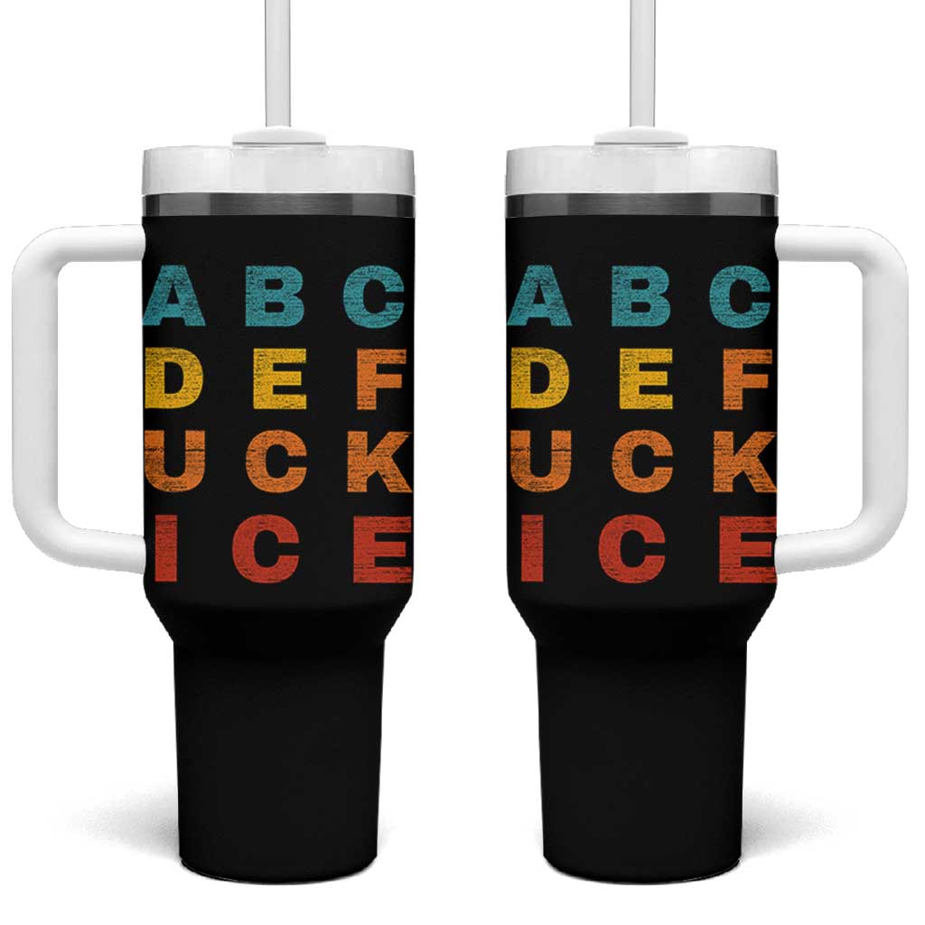 Fck Ice Tumbler With Handle Retro Protest Chinga La Migra Subtle FDT