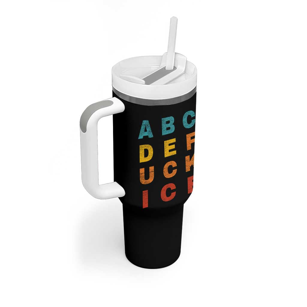 Fck Ice Tumbler With Handle Retro Protest Chinga La Migra Subtle FDT