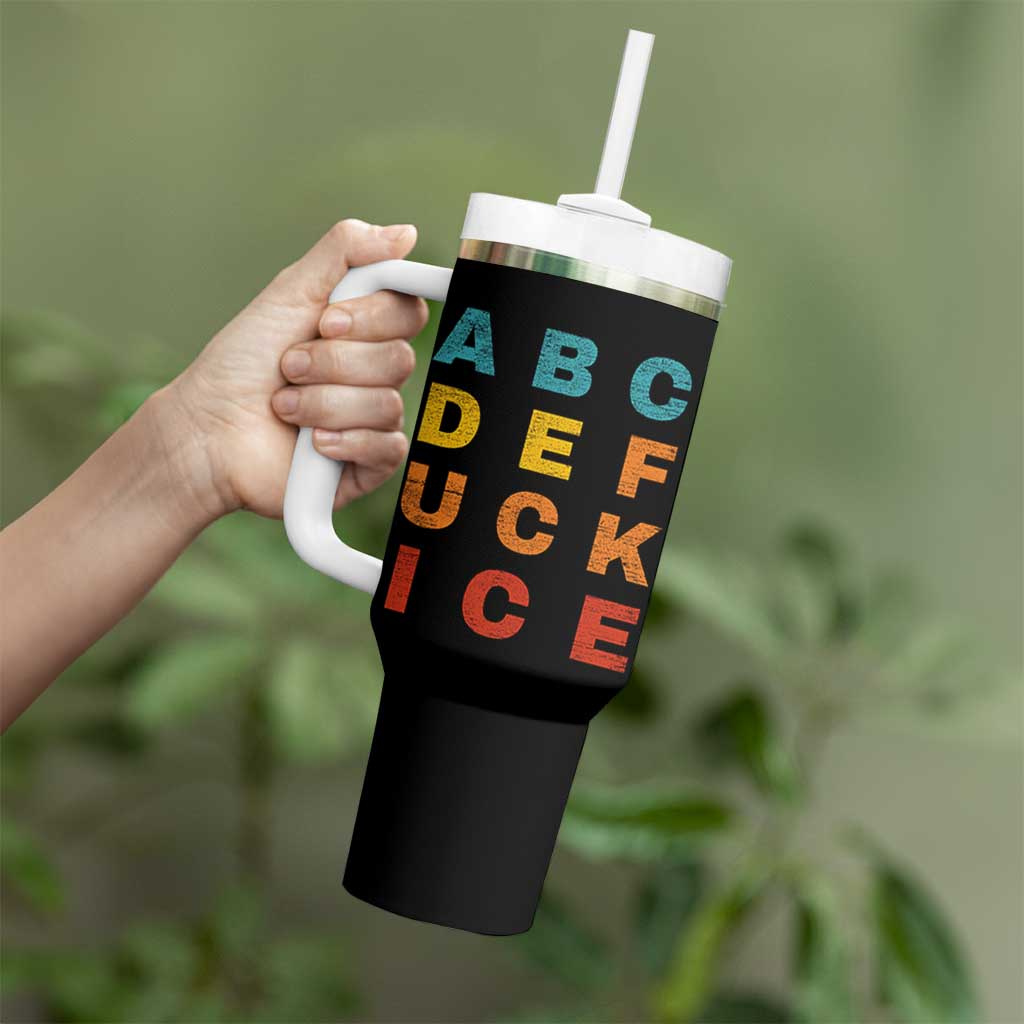 Fck Ice Tumbler With Handle Retro Protest Chinga La Migra Subtle FDT
