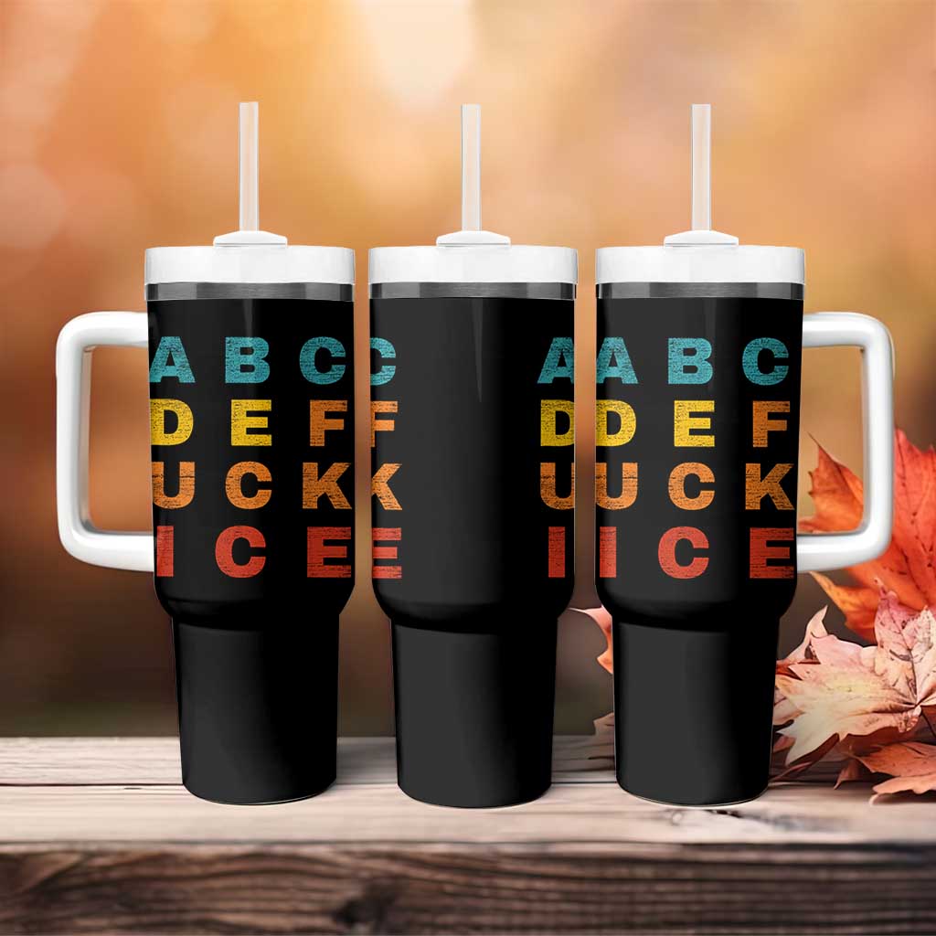 Fck Ice Tumbler With Handle Retro Protest Chinga La Migra Subtle FDT