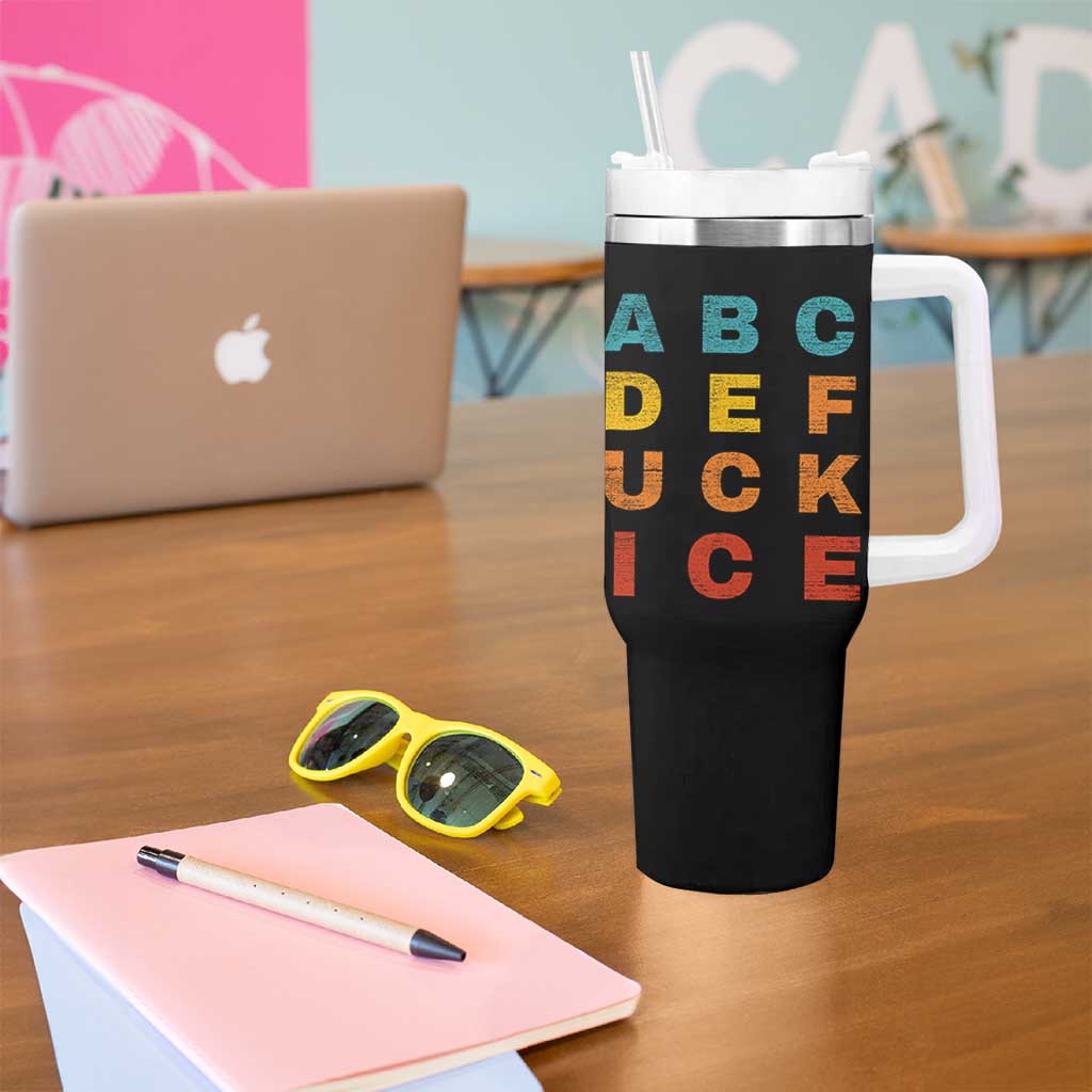 Fck Ice Tumbler With Handle Retro Protest Chinga La Migra Subtle FDT