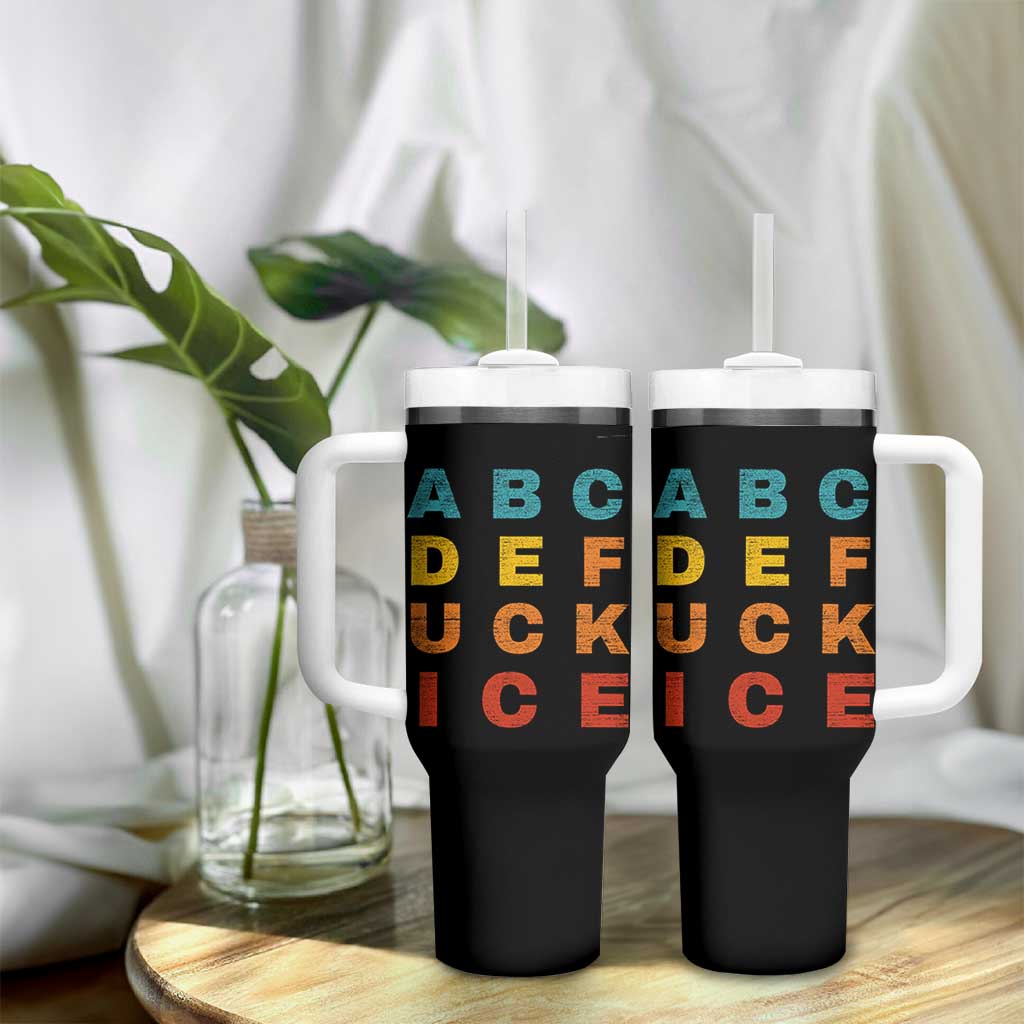 Fck Ice Tumbler With Handle Retro Protest Chinga La Migra Subtle FDT