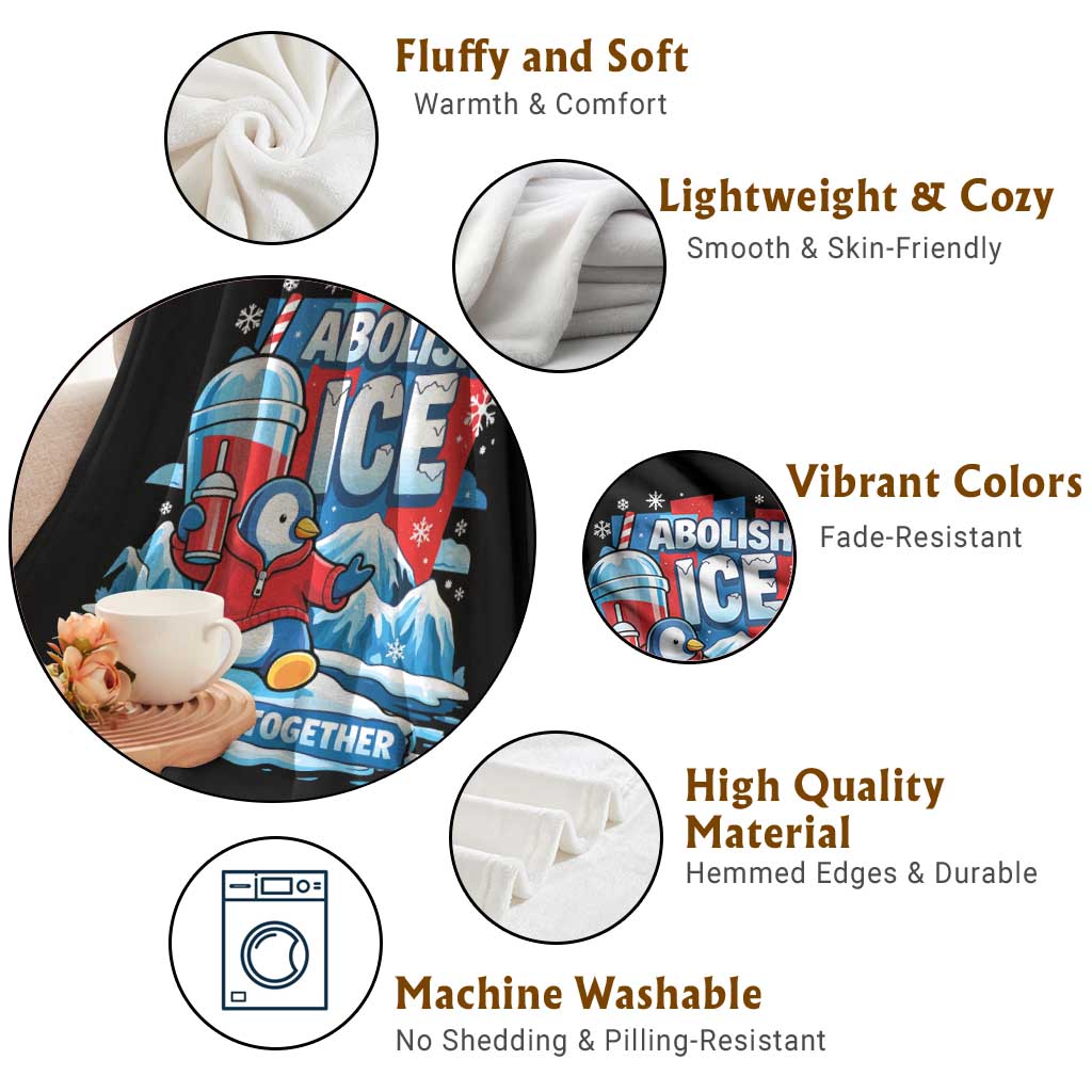 Abolish Ice Throw Blanket Subtle FDT Penguin Slush Drink Funny Summer Chill Mode