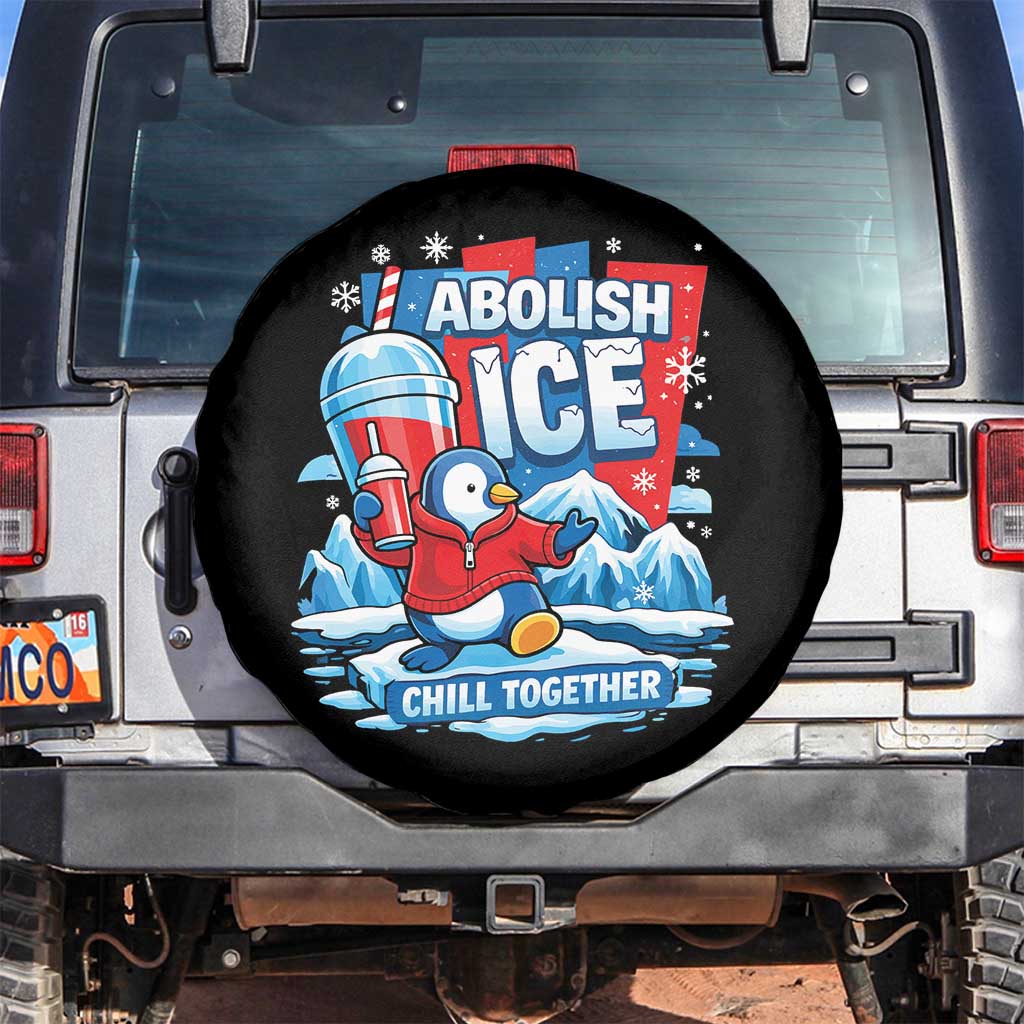 Abolish Ice Spare Tire Cover Subtle FDT Penguin Slush Drink Funny Summer Chill Mode