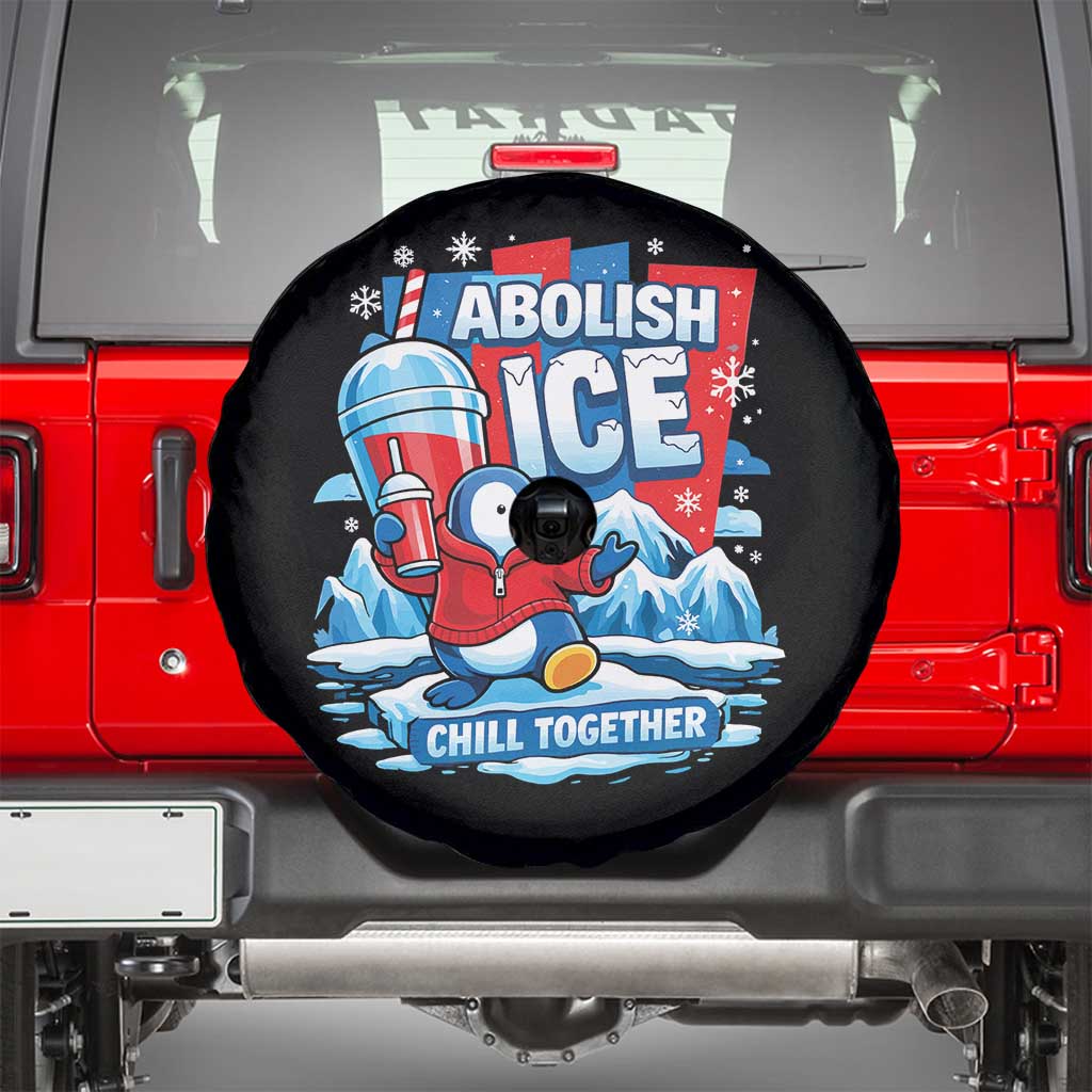 Abolish Ice Spare Tire Cover Subtle FDT Penguin Slush Drink Funny Summer Chill Mode