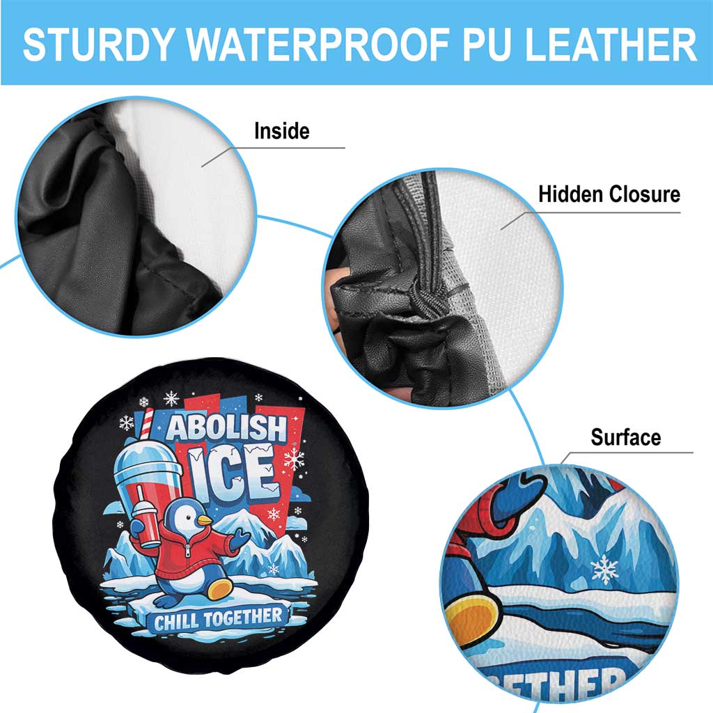 Abolish Ice Spare Tire Cover Subtle FDT Penguin Slush Drink Funny Summer Chill Mode