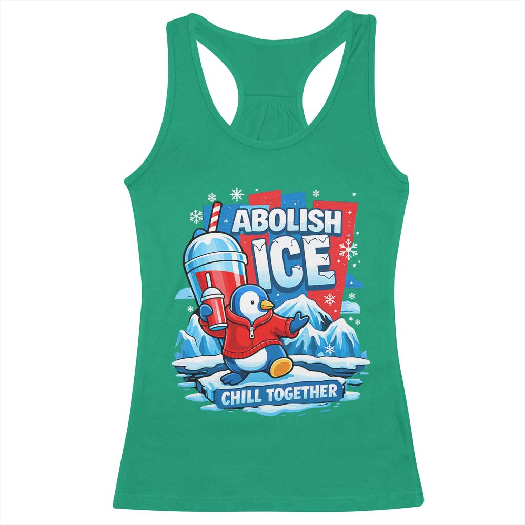 Abolish Ice Racerback Tank Top Subtle FDT Penguin Slush Drink Funny Summer Chill Mode