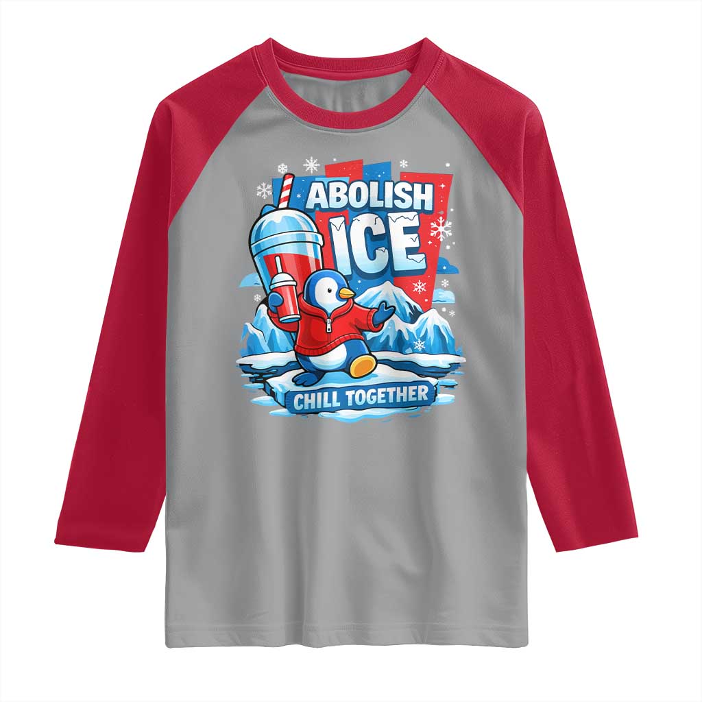 Abolish Ice Raglan Shirt Subtle FDT Penguin Slush Drink Funny Summer Chill Mode