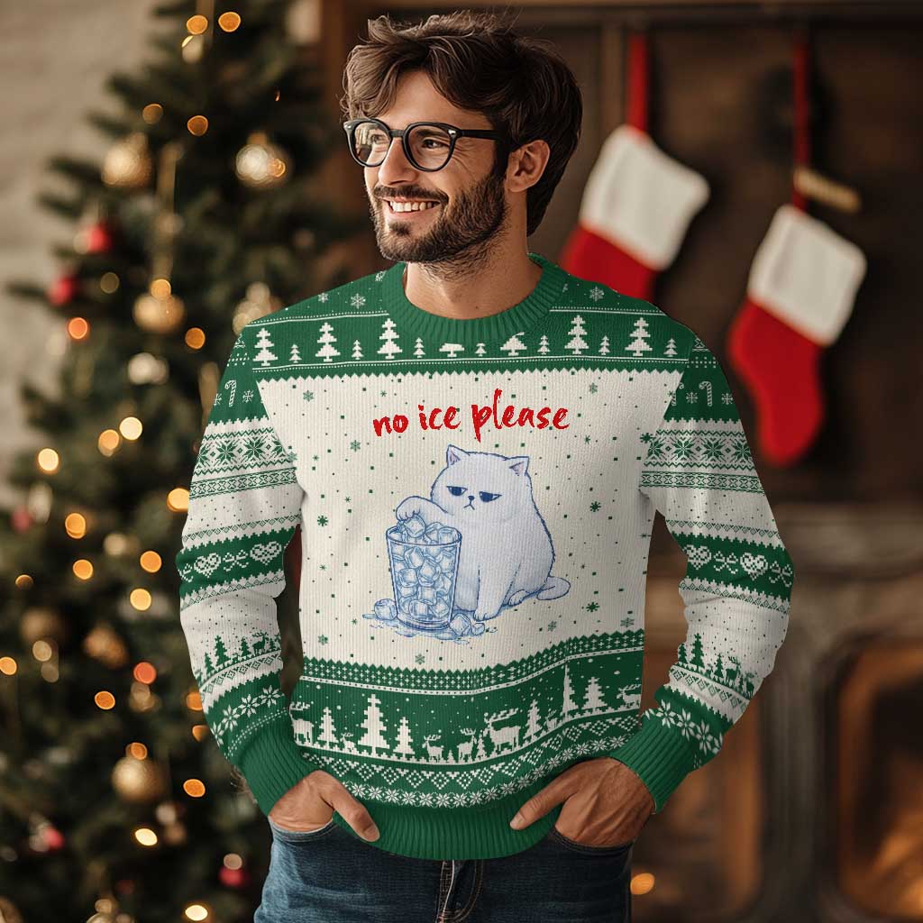 Abolish Ice Protest Ugly Christmas Sweater Subtle FDT Cat Meme No Ice Please
