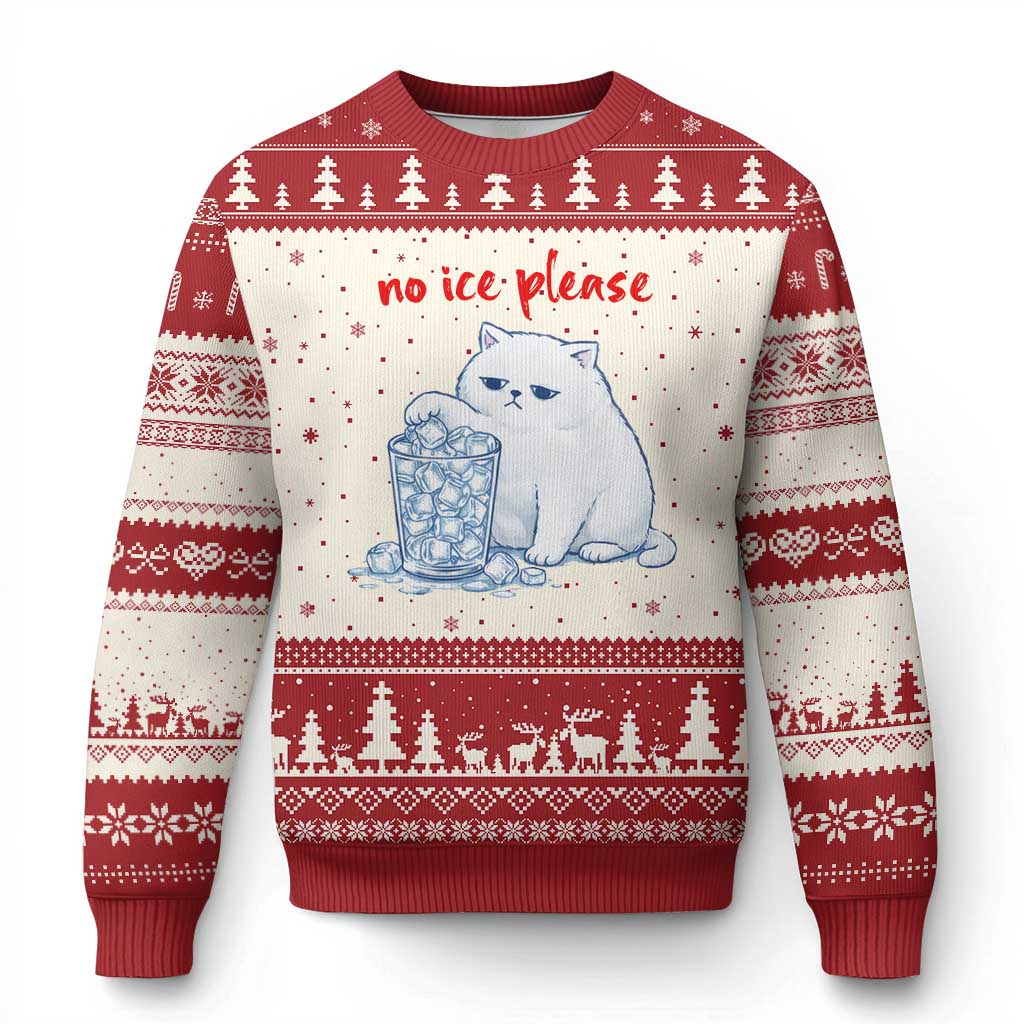 Abolish Ice Protest Ugly Christmas Sweater Subtle FDT Cat Meme No Ice Please