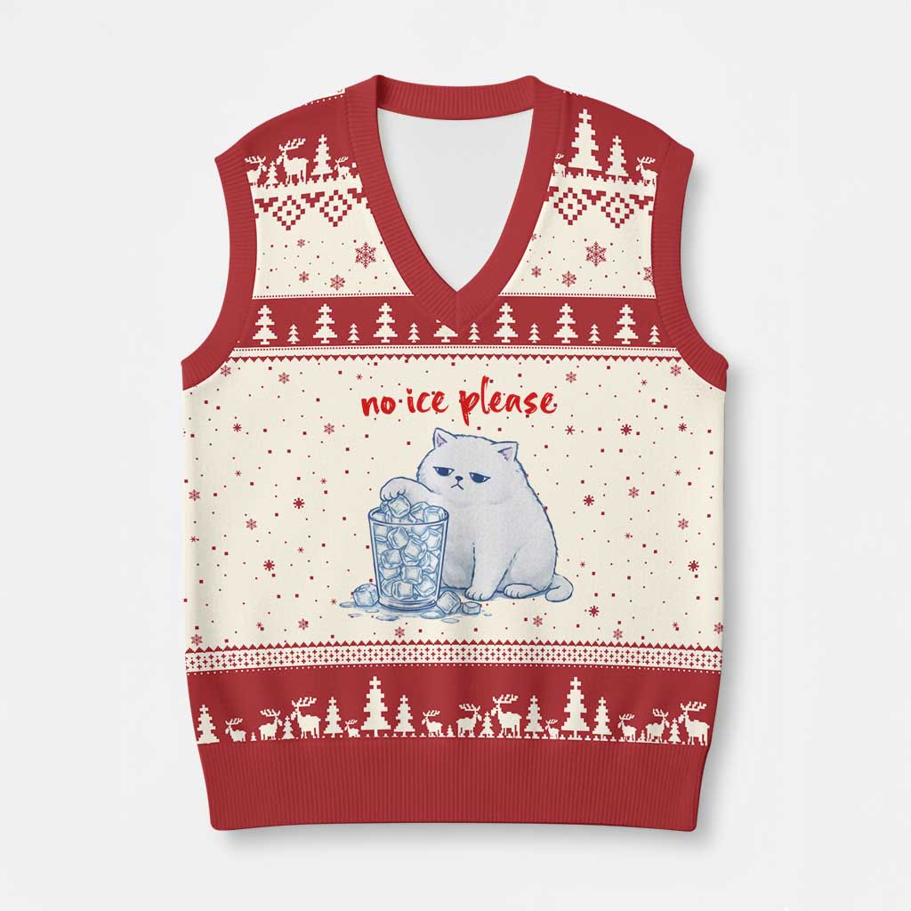 Abolish Ice Protest V-Neck Knit Sweater Vest Subtle FDT Cat Meme No Ice Please