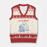 Abolish Ice Protest V-Neck Knit Sweater Vest Subtle FDT Cat Meme No Ice Please