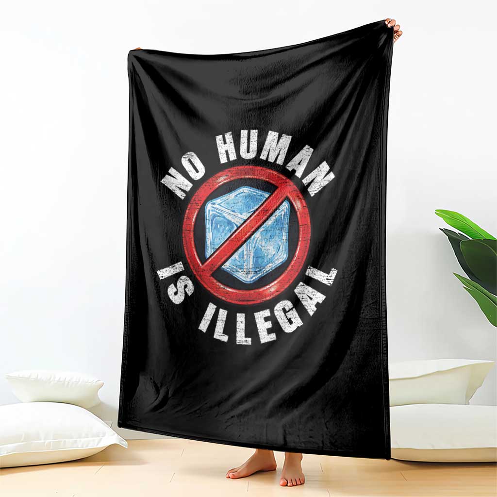Abolish Ice No Human is Illegal Throw Blanket Retro Protest Subtle FDT