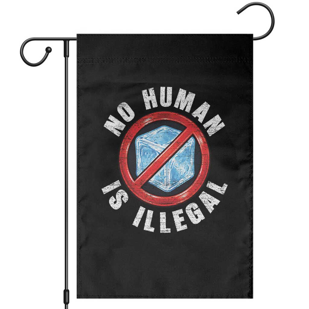 Abolish Ice No Human is Illegal Garden Flag Retro Protest Subtle FDT