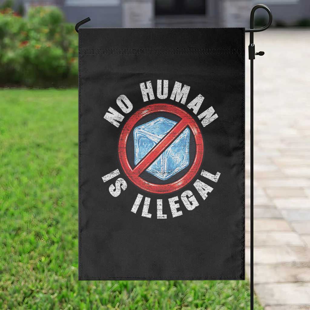 Abolish Ice No Human is Illegal Garden Flag Retro Protest Subtle FDT