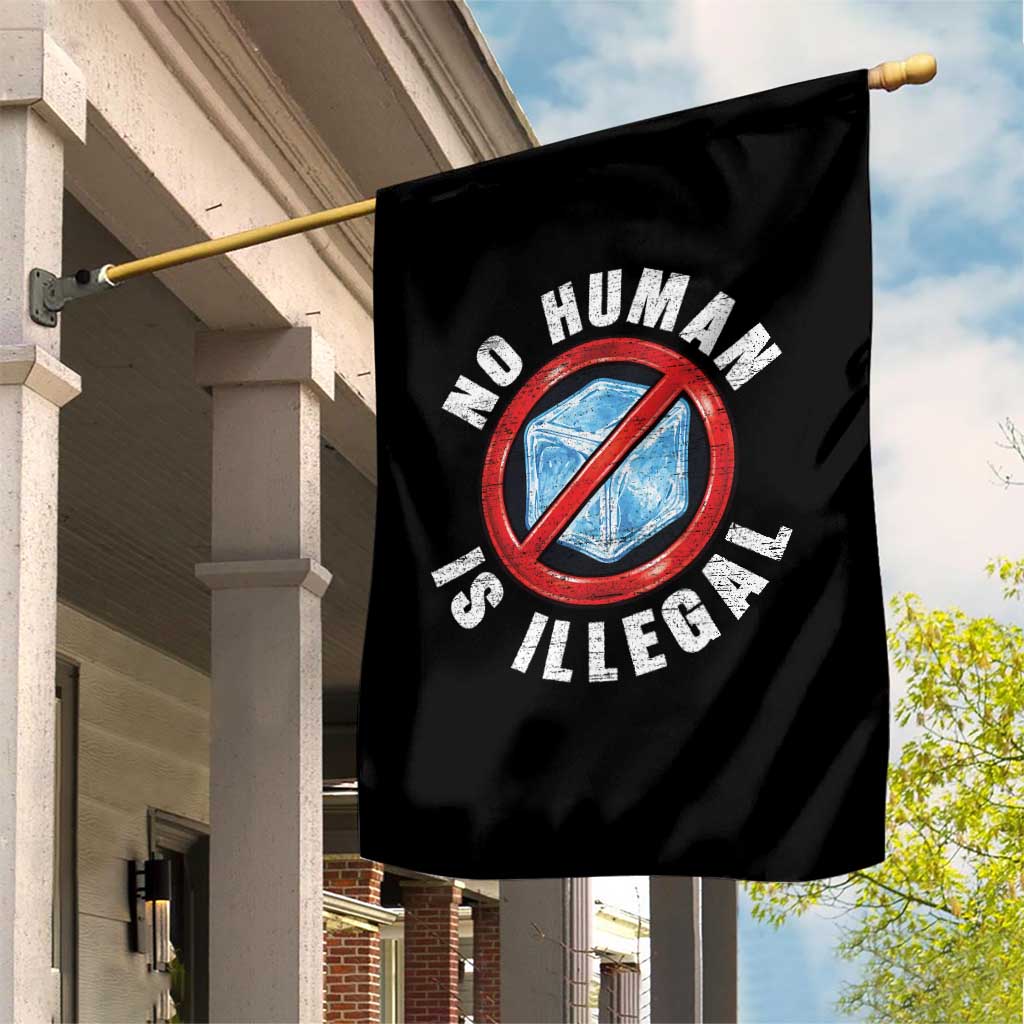 Abolish Ice No Human is Illegal Garden Flag Retro Protest Subtle FDT