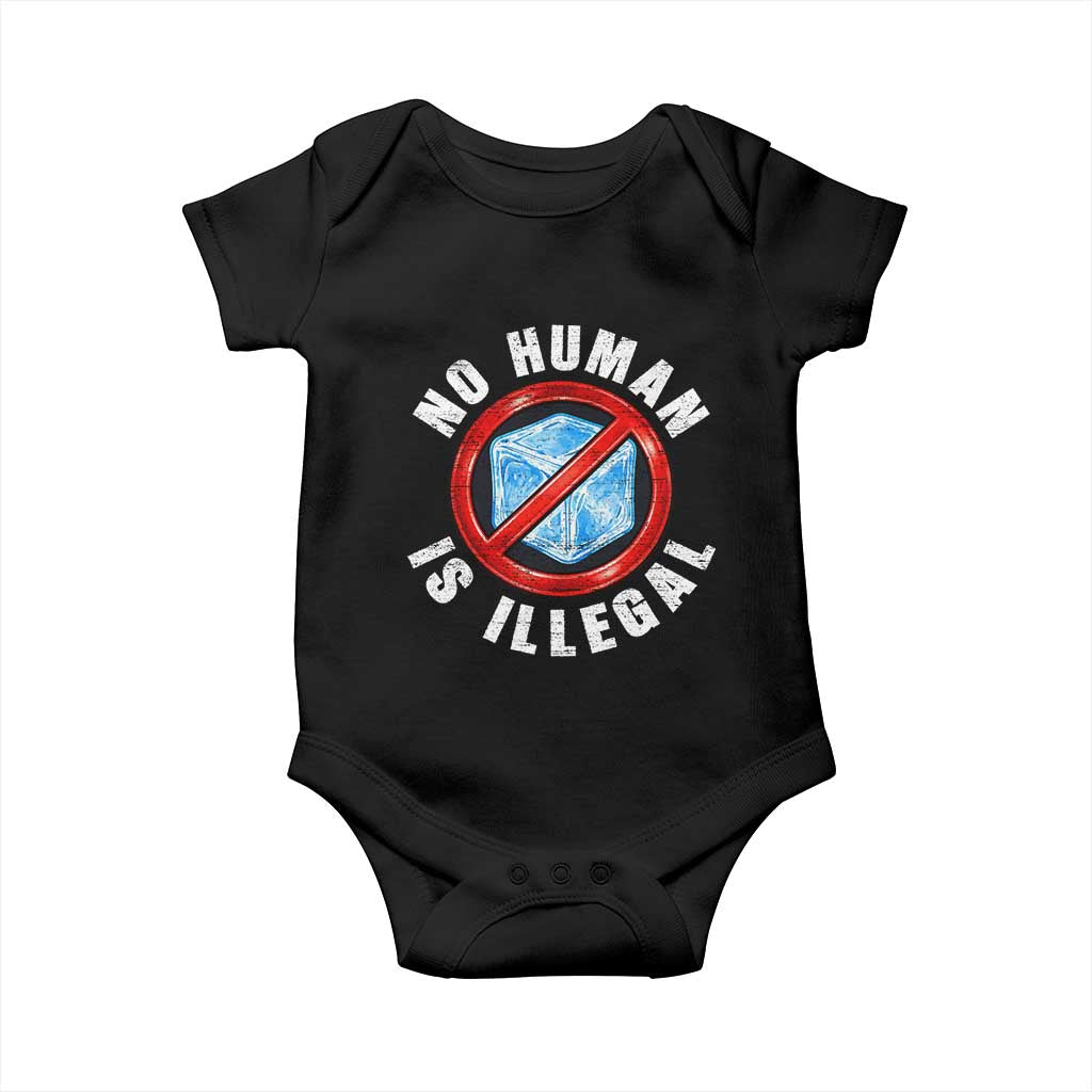 Abolish Ice No Human is Illegal Baby Onesie Retro Protest Subtle FDT