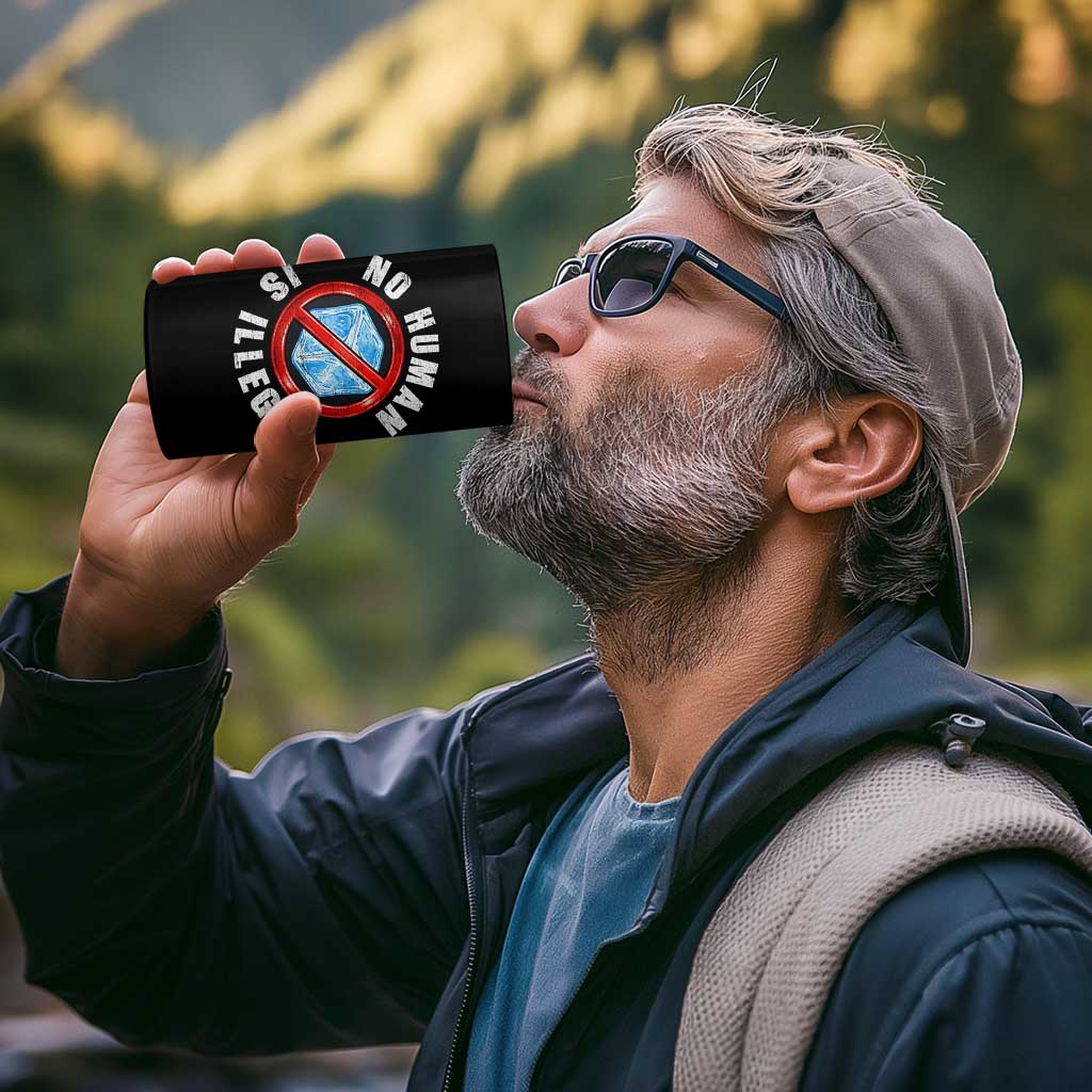 Abolish Ice No Human is Illegal 4 in 1 Can Cooler Tumbler Retro Protest Subtle FDT