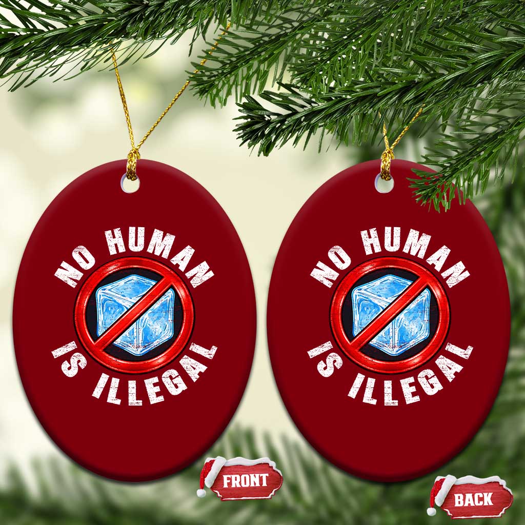 Abolish Ice No Human is Illegal Ceramic Ornament Retro Protest Subtle FDT