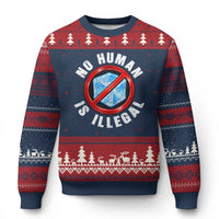 Abolish Ice No Human is Illegal Ugly Christmas Sweater Retro Protest Subtle FDT