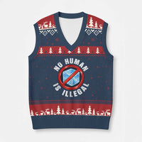 Abolish Ice No Human is Illegal V-Neck Knit Sweater Vest Retro Protest Subtle FDT