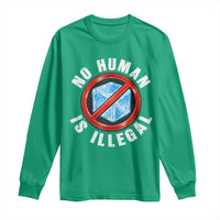 Abolish Ice No Human is Illegal Long Sleeve Shirt Retro Protest Subtle FDT
