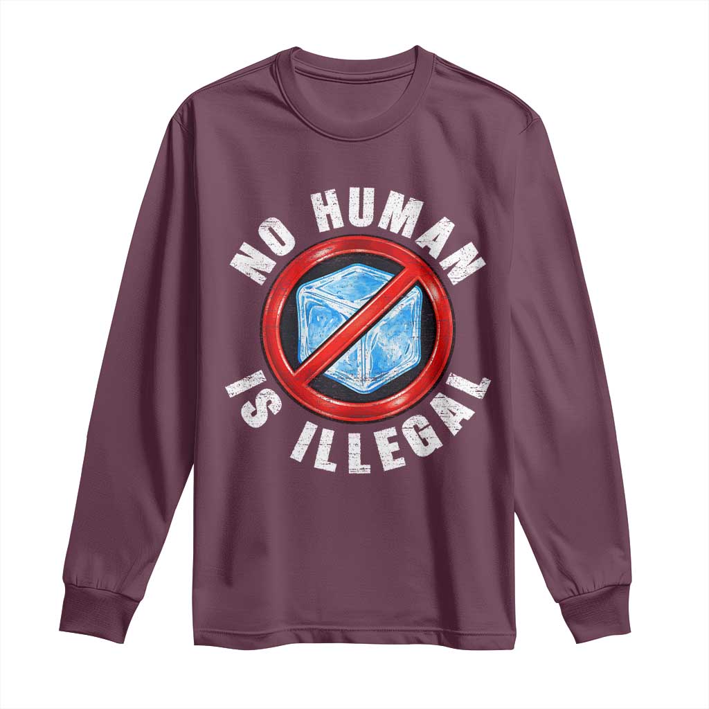 Abolish Ice No Human is Illegal Long Sleeve Shirt Retro Protest Subtle FDT