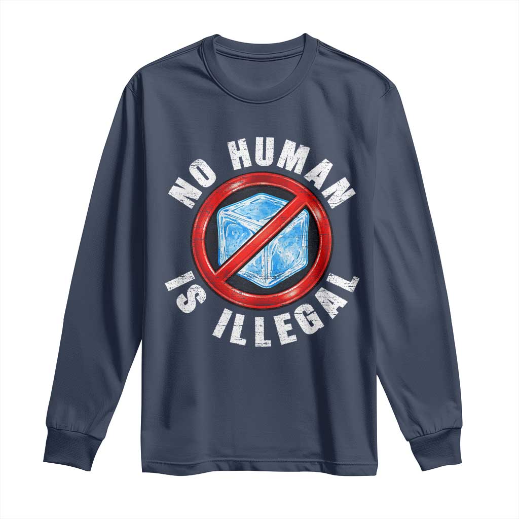 Abolish Ice No Human is Illegal Long Sleeve Shirt Retro Protest Subtle FDT