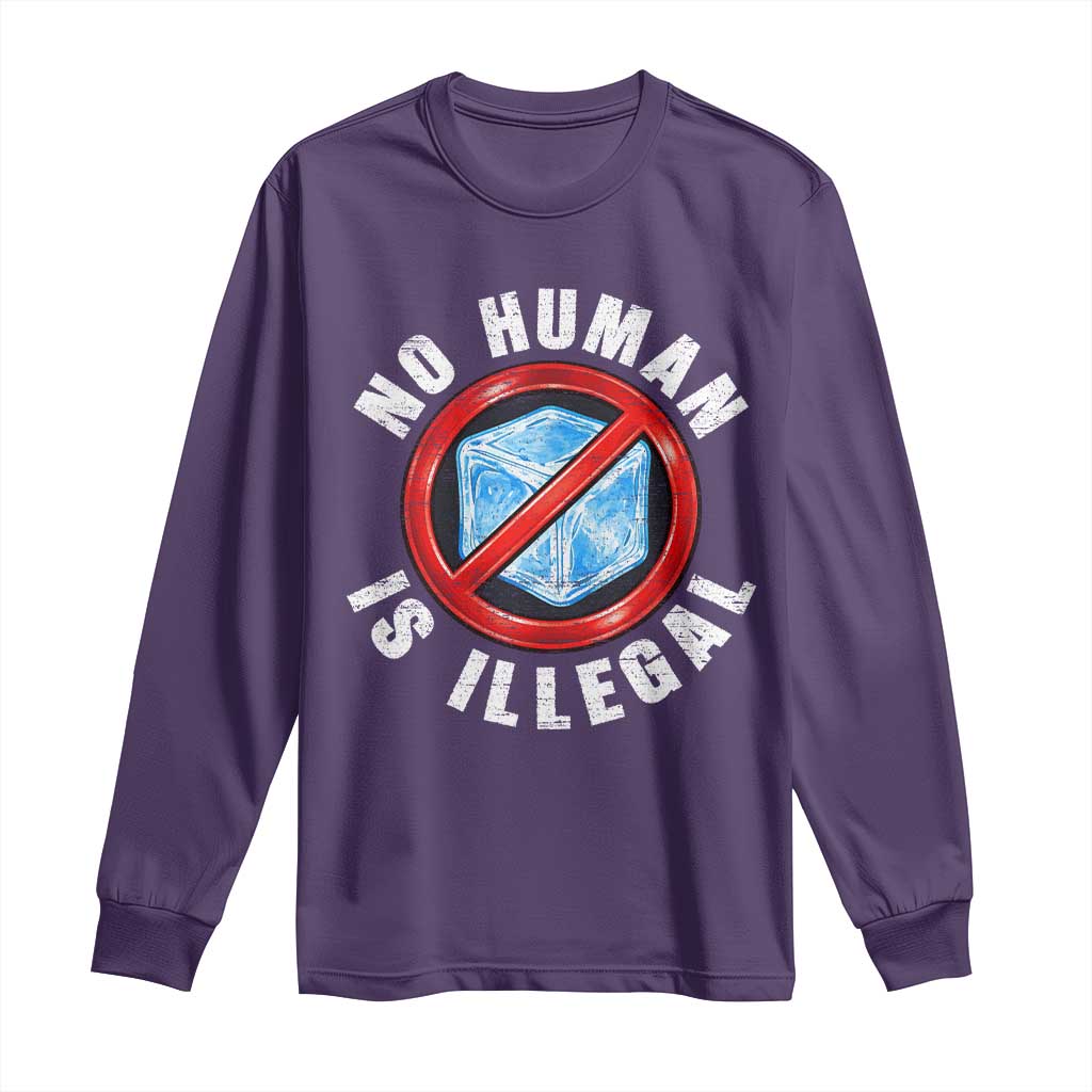 Abolish Ice No Human is Illegal Long Sleeve Shirt Retro Protest Subtle FDT