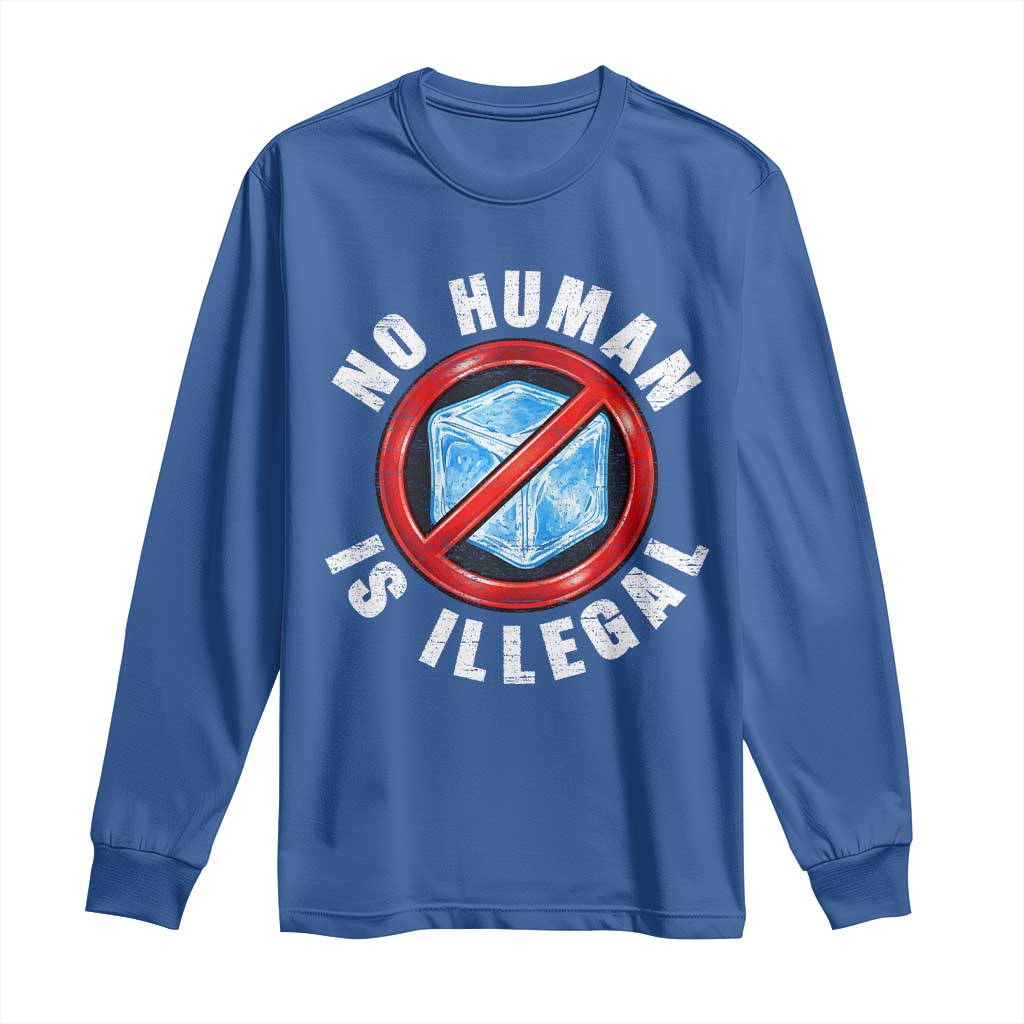 Abolish Ice No Human is Illegal Long Sleeve Shirt Retro Protest Subtle FDT