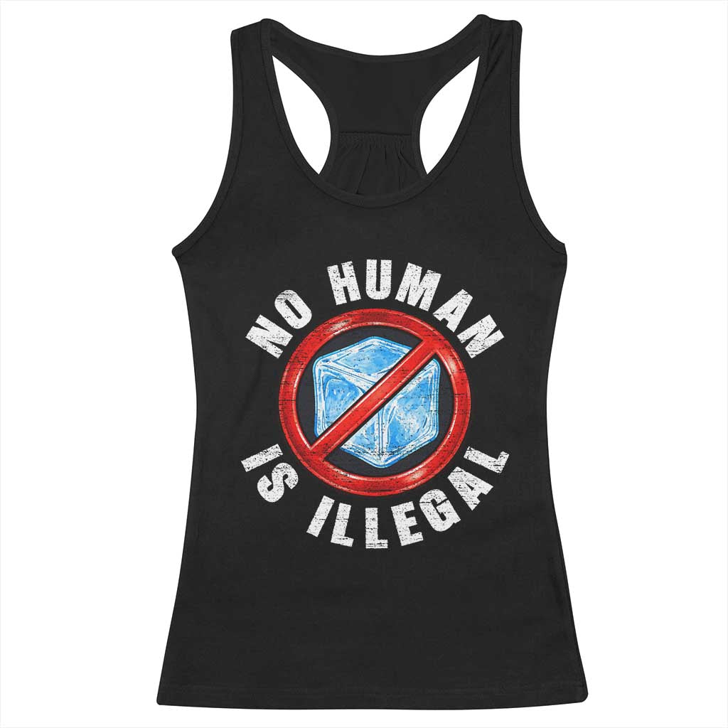 Abolish Ice No Human is Illegal Racerback Tank Top Retro Protest Subtle FDT