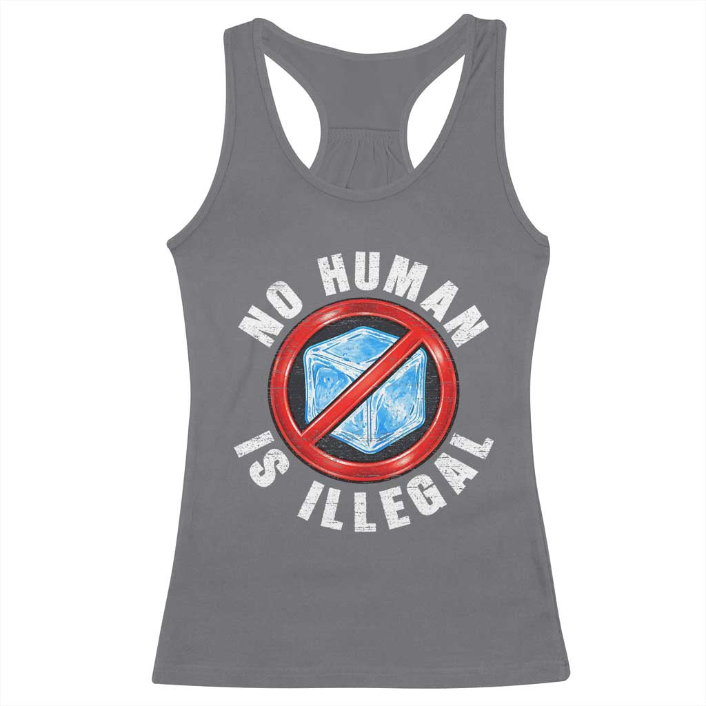 Abolish Ice No Human is Illegal Racerback Tank Top Retro Protest Subtle FDT