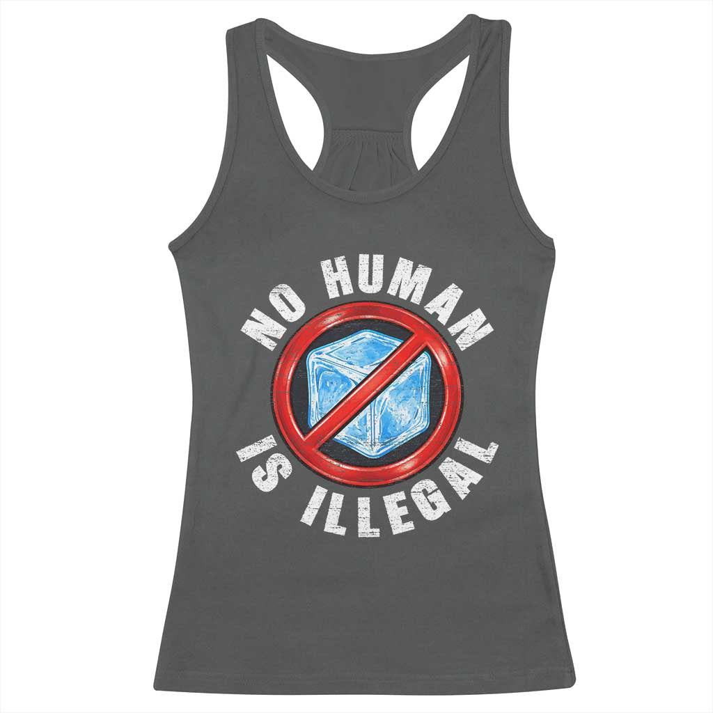 Abolish Ice No Human is Illegal Racerback Tank Top Retro Protest Subtle FDT