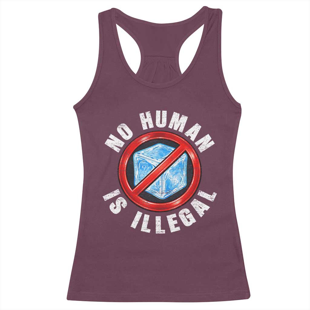 Abolish Ice No Human is Illegal Racerback Tank Top Retro Protest Subtle FDT