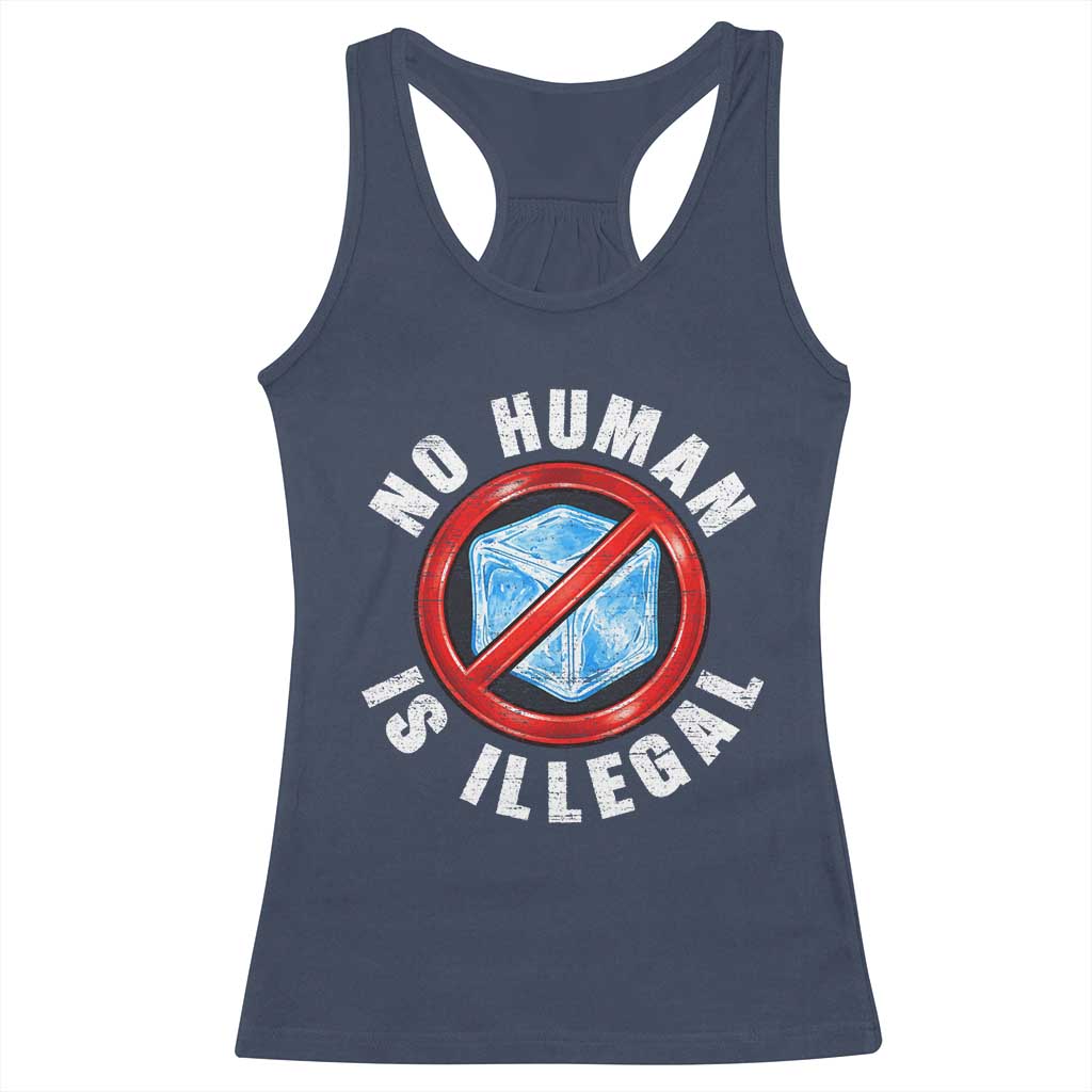 Abolish Ice No Human is Illegal Racerback Tank Top Retro Protest Subtle FDT