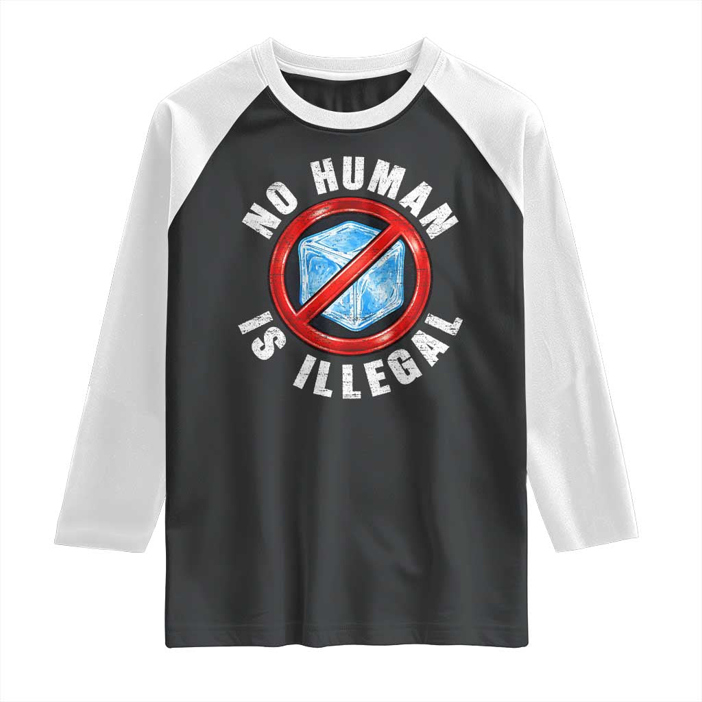 Abolish Ice No Human is Illegal Raglan Shirt Retro Protest Subtle FDT