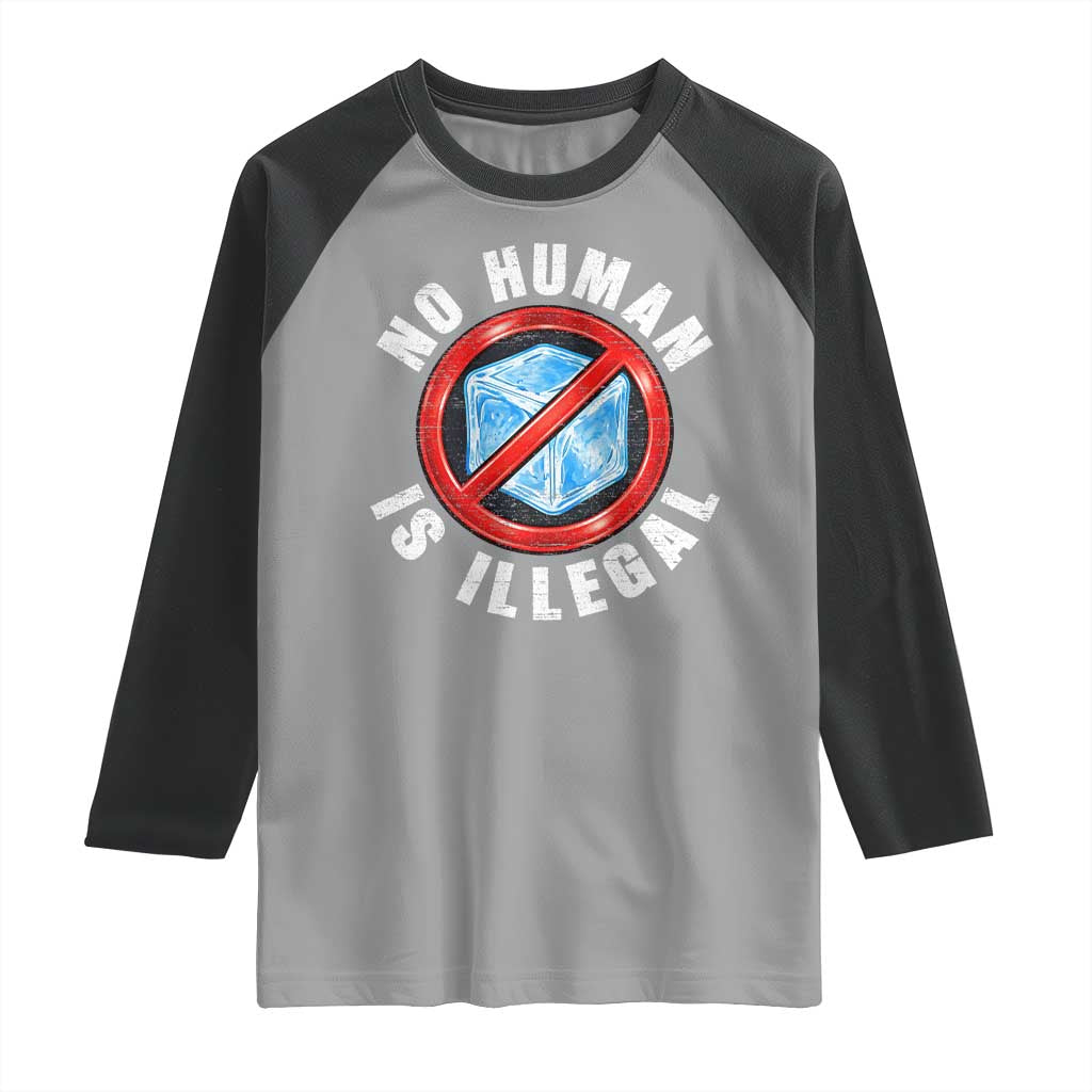 Abolish Ice No Human is Illegal Raglan Shirt Retro Protest Subtle FDT