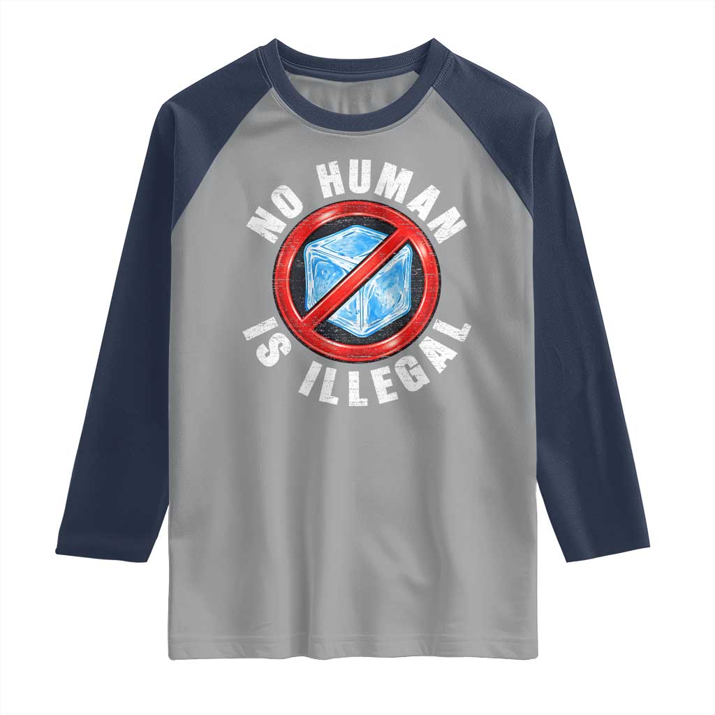 Abolish Ice No Human is Illegal Raglan Shirt Retro Protest Subtle FDT