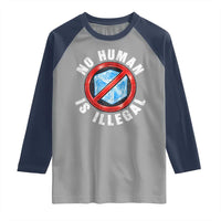 Abolish Ice No Human is Illegal Raglan Shirt Retro Protest Subtle FDT