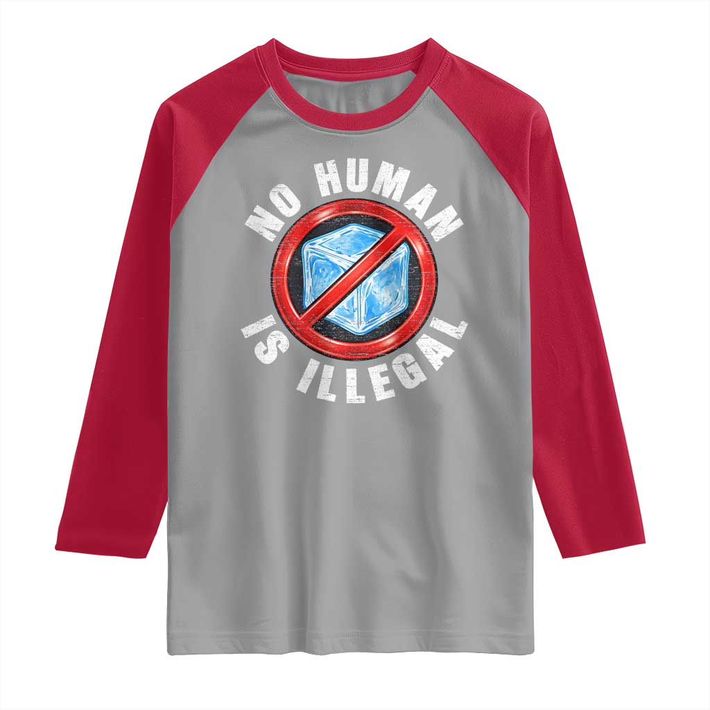 Abolish Ice No Human is Illegal Raglan Shirt Retro Protest Subtle FDT