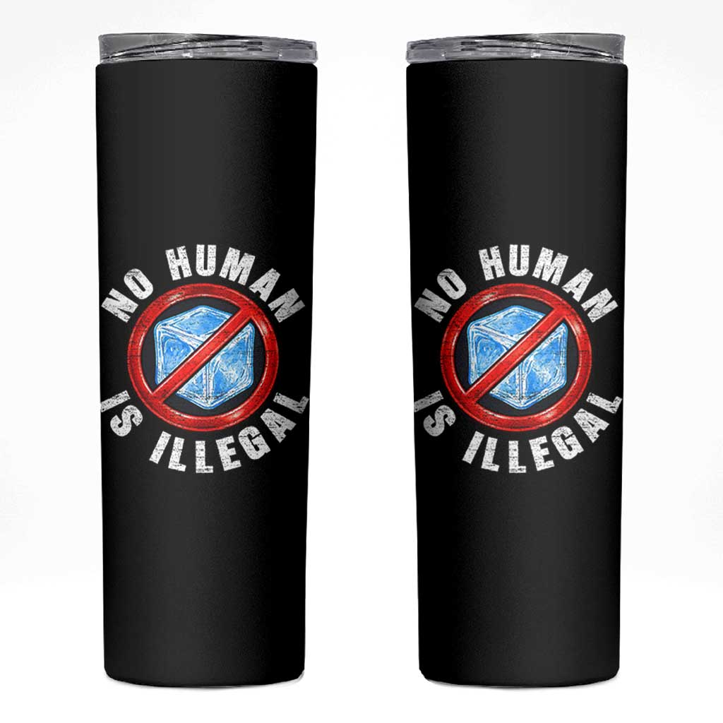 Abolish Ice No Human is Illegal Skinny Tumbler Retro Protest Subtle FDT