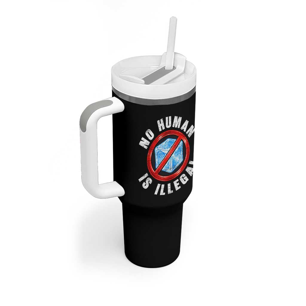 Abolish Ice No Human is Illegal Tumbler With Handle Retro Protest Subtle FDT