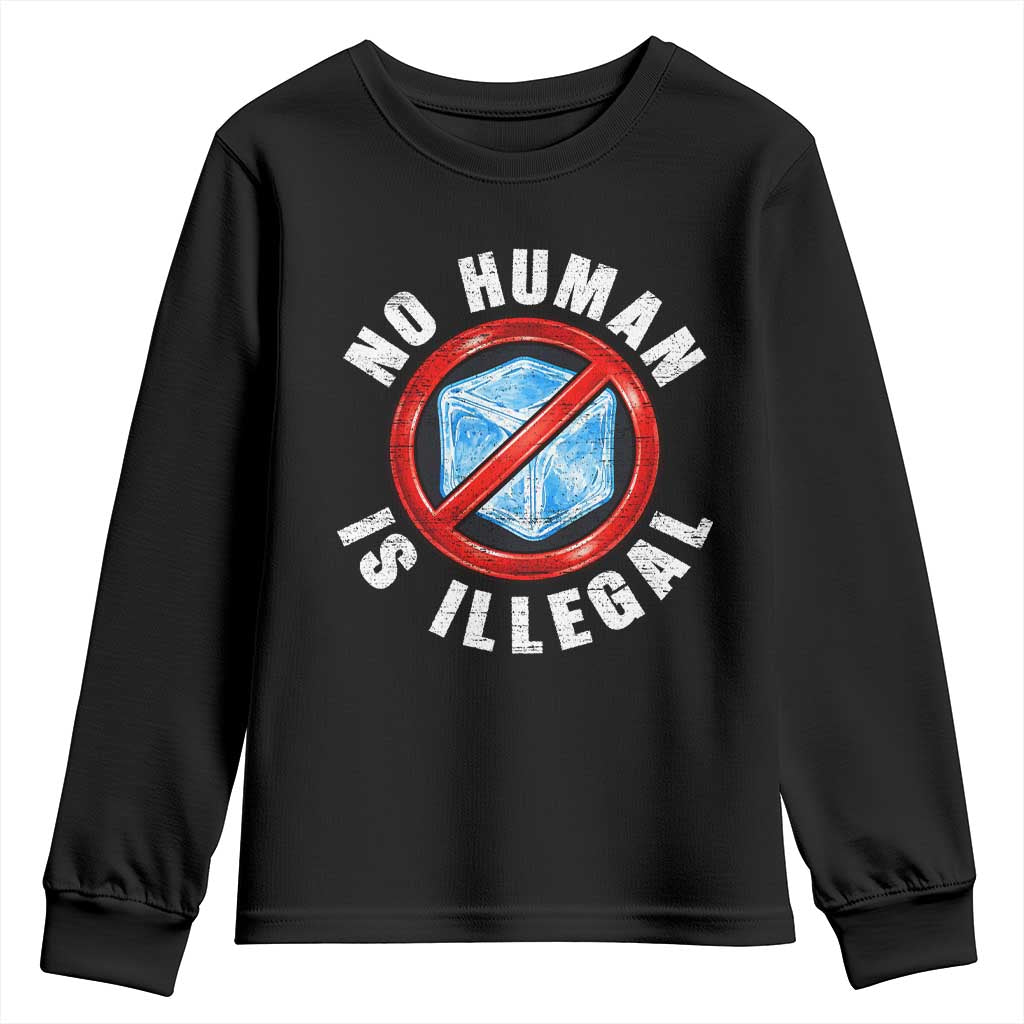Abolish Ice No Human is Illegal Youth Sweatshirt Retro Protest Subtle FDT